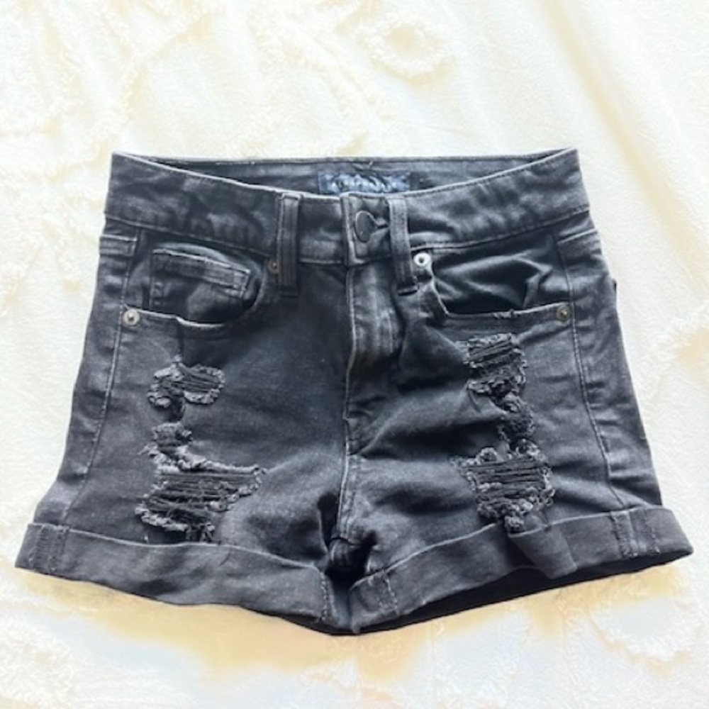Aeropostale Black Jean Shorts Distressed Cut-Off